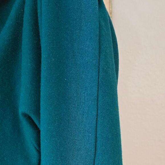Vintage Teal Double Breasted Wool Pea Coat by Fortmann with Andover Fabric sz M - Picture 4 of 8